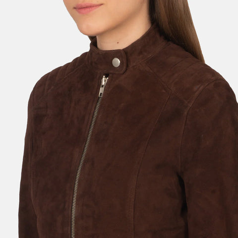 Women's Mocha Suede Biker Jacket