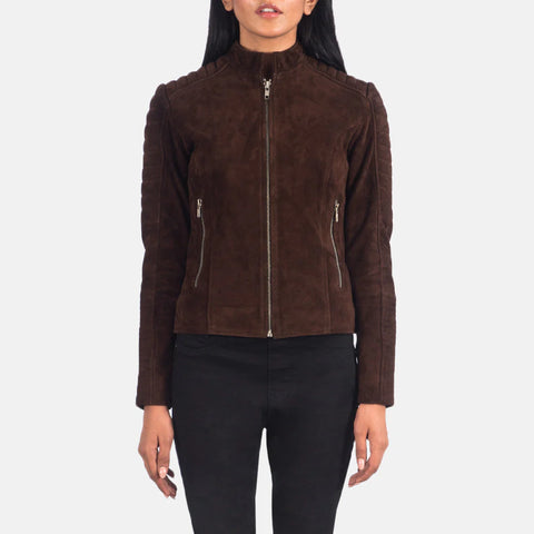 Women's Mocha Suede Biker Jacket