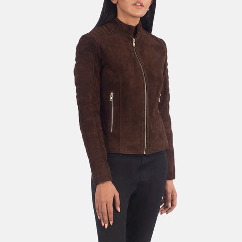 Women's Mocha Suede Biker Jacket