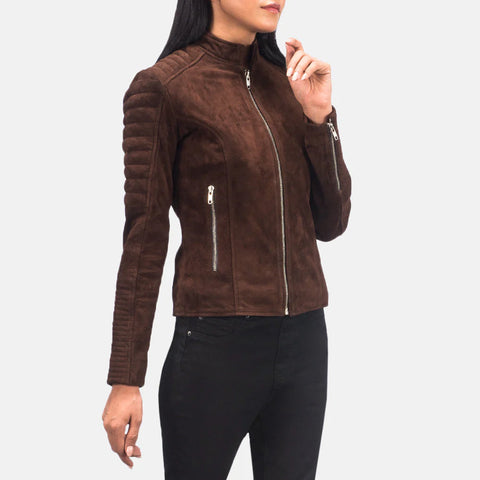 Women's Mocha Suede Biker Jacket