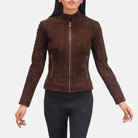 Women's Mocha Suede Biker Jacket