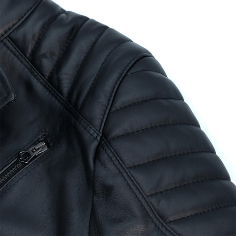 Men's Black quilted leather jacket