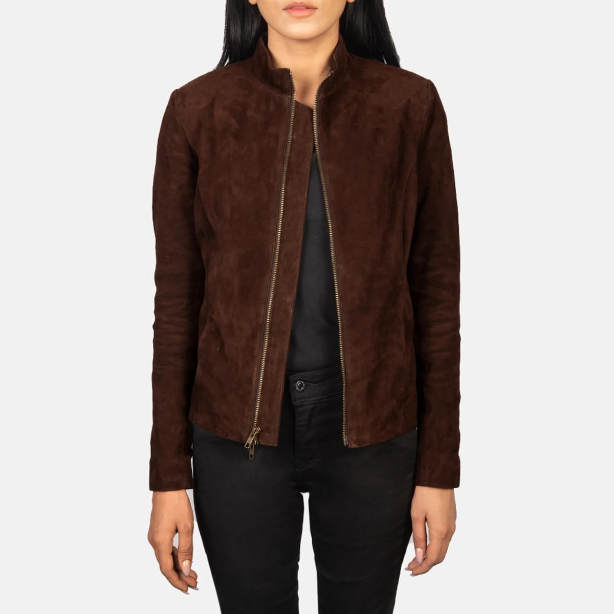 Women's Mocha Suede Biker Jacket