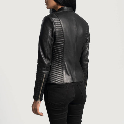 Women's Black Leather Biker Jacket