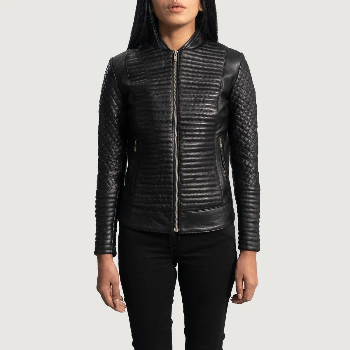 Women's Black Leather Biker Jacket