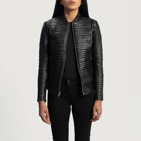 Women's Black Leather Biker Jacket