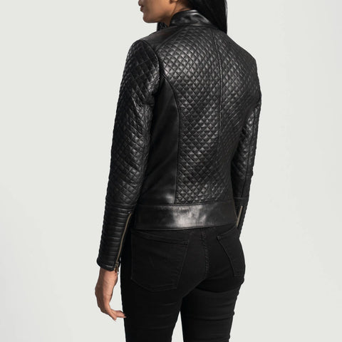 Women's Black Leather Biker Jacket