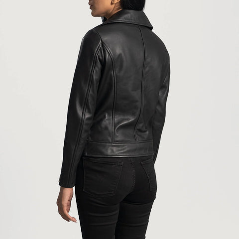 Women's Black Leather Biker Jacket