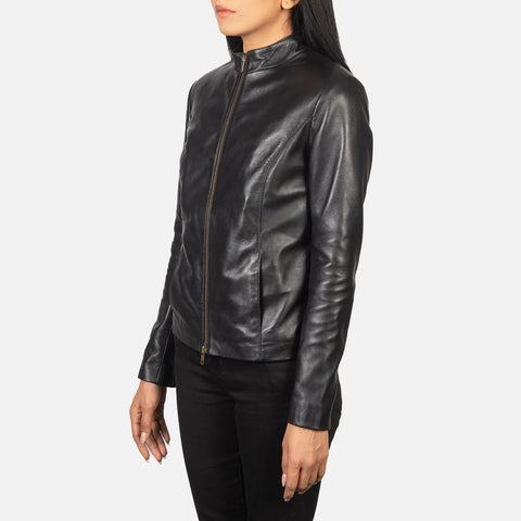 Women's Black Leather Biker Jacket