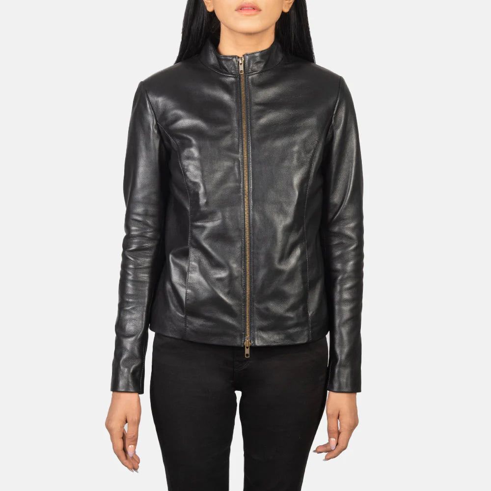 Women's Black Leather Biker Jacket