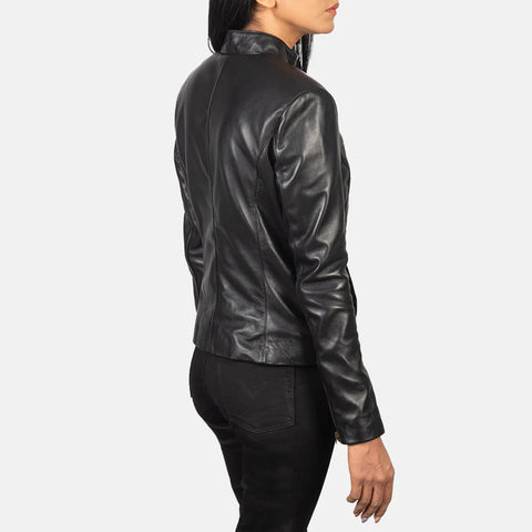 Women's Black Leather Biker Jacket