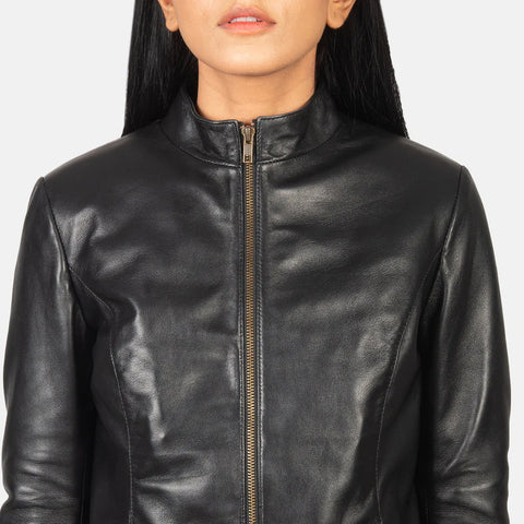 Women's Black Leather Biker Jacket