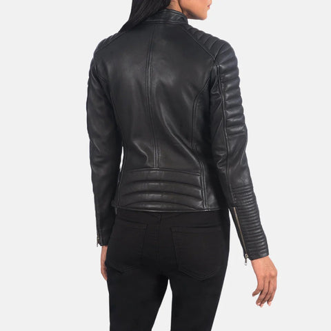 Women's Black Leather Biker Jacket