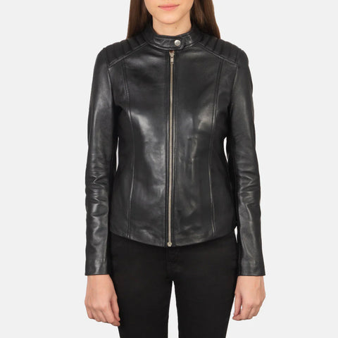 Women's Black Leather Biker Jacket