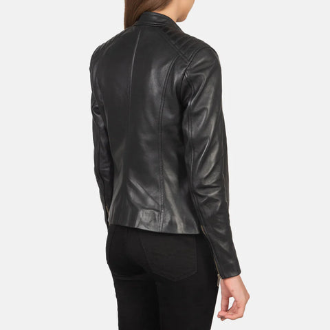 Women's Black Leather Biker Jacket