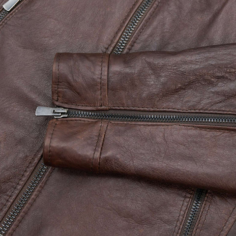 Men's Dark brown quilted leather jacket