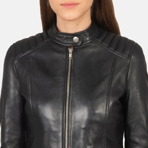 Women's Black Leather Biker Jacket