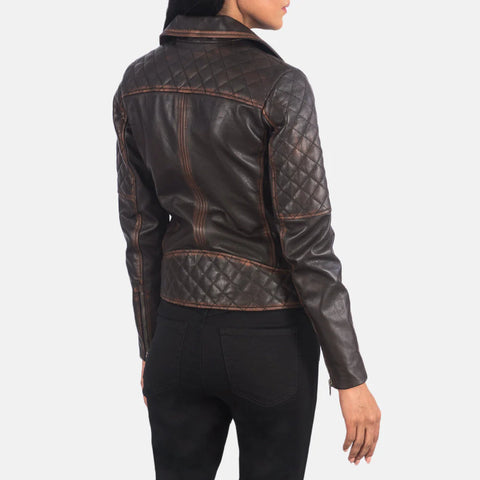 Women's Vintage Brown Biker Jacket