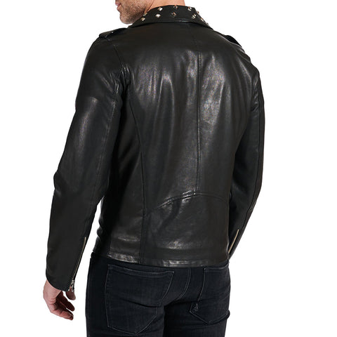 Men's Black studed leather jacket