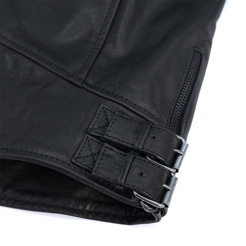 Men's Black leather jacket double functional zipper