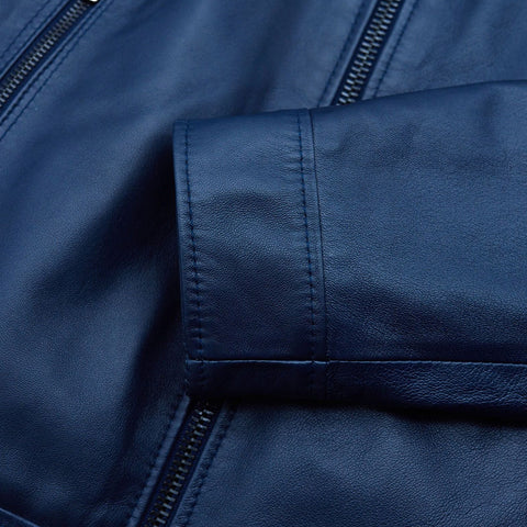 Men's Blue quilted leather jacket