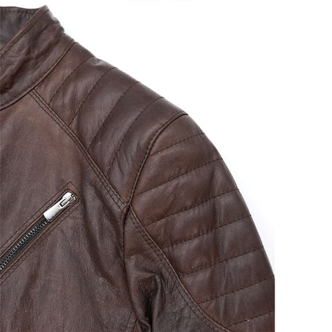 Men's Dark brown quilted leather jacket