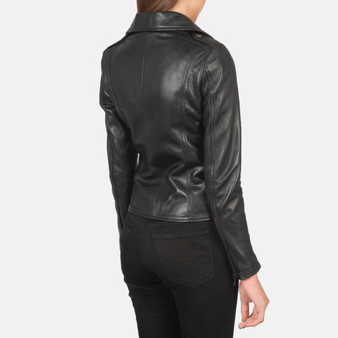 Women's Black Leather Biker Jacket