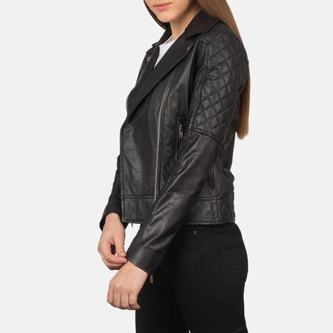 Women's Quilted Black Biker Jacket