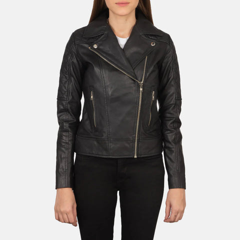 Women's Quilted Black Biker Jacket