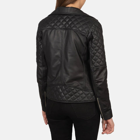 Women's Quilted Black Biker Jacket