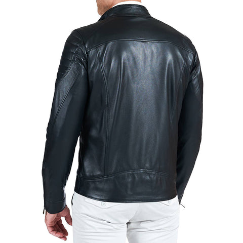 Men's Black quilted leather jacket