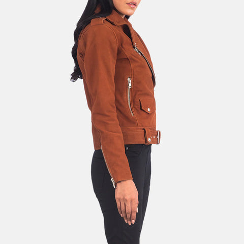 Women's Brown Suede Biker Jacket