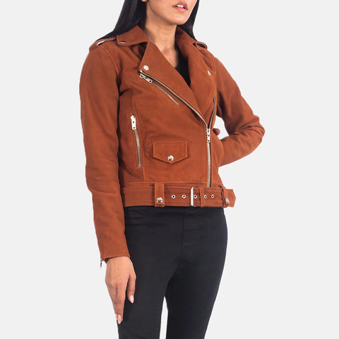 Women's Brown Suede Biker Jacket