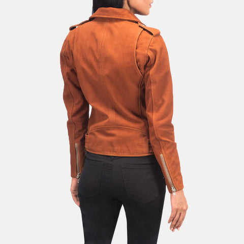 Women's Brown Suede Biker Jacket