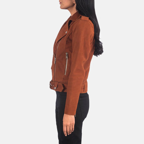 Women's Brown Suede Biker Jacket