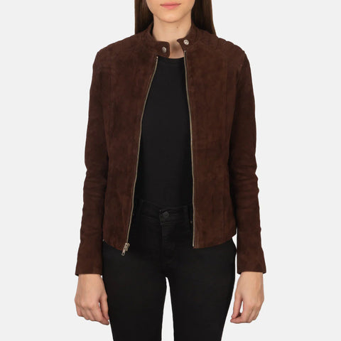 Women's Mocha Suede Biker Jacket