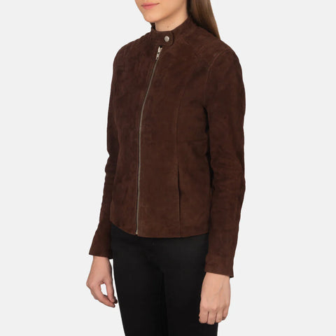 Women's Mocha Suede Biker Jacket