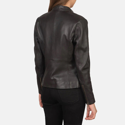 Women's Brown Biker Leather Jacket