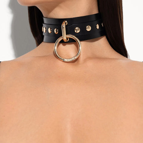 Ami Black Leather Collar