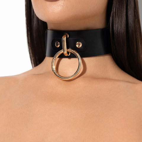 Sabi Black Leather Collar