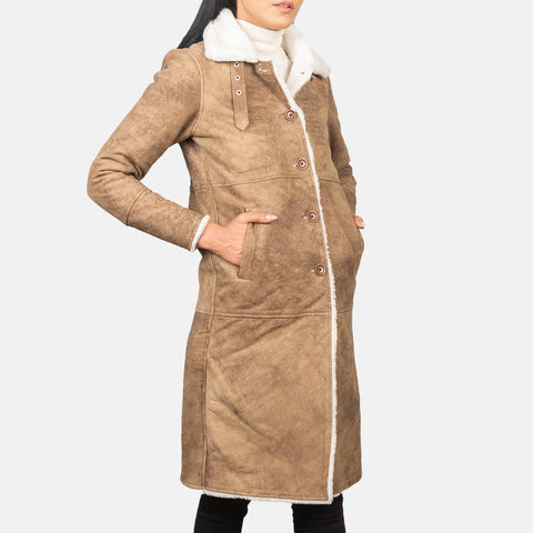 Women's Shearling Brown Leather Coat